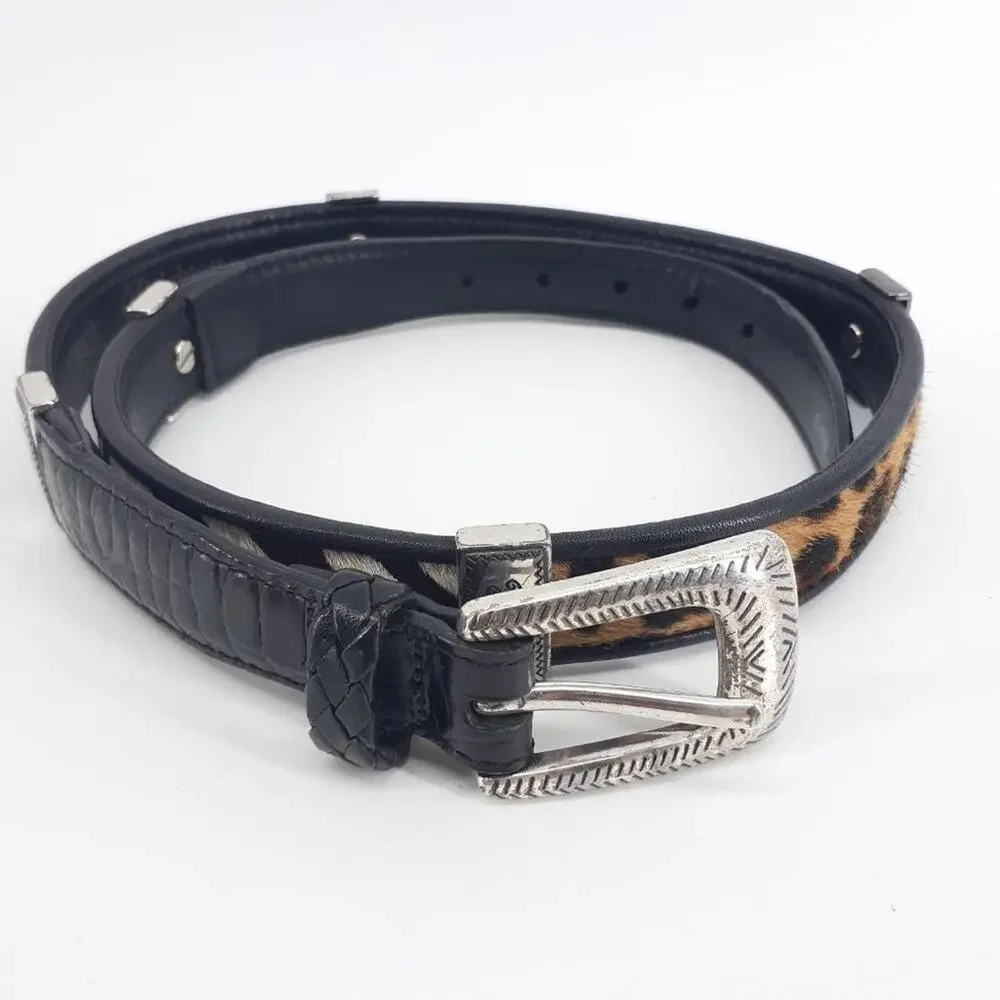 Vintage Brighton Calf Hair Fur Zebra leopard Croc Medium Belt M
